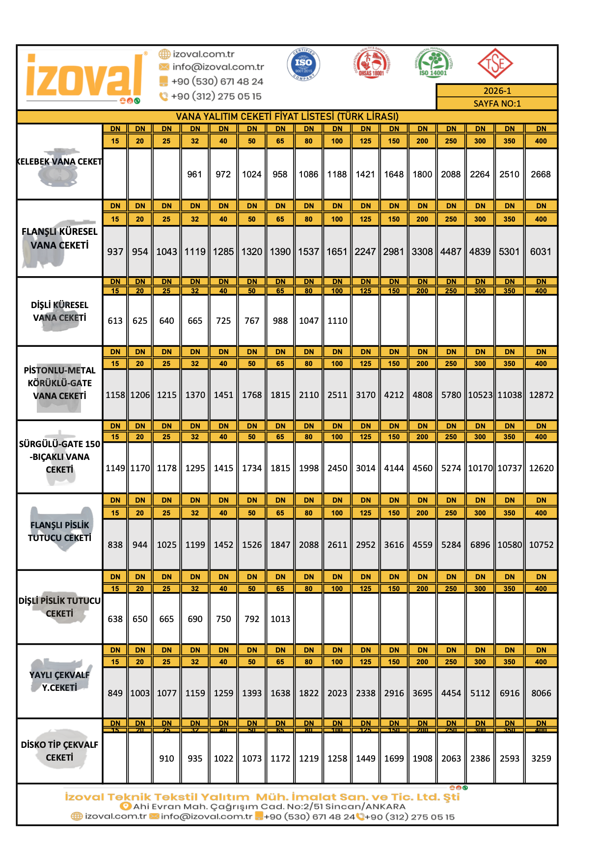 fiyat listemiz vana ceketi